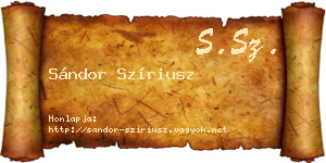 Sándor Szíriusz névjegykártya