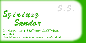 sziriusz sandor business card